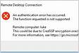 RDP error The function requested is not supported after enabling NL